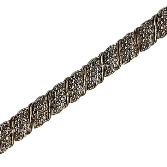 Gold Over Sterling Silver Diamond Bracelet Taiwan FAS Vintage 90s Twist Design - Picture 9 of 16
